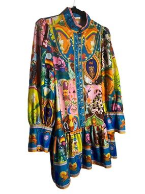 Sunday Multicolor Printed Long Sleeve Mini Jacket - Teal, Pink, Orange, Yellow